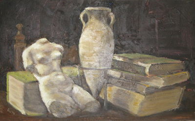 Still life with amphora
Oil on panel
